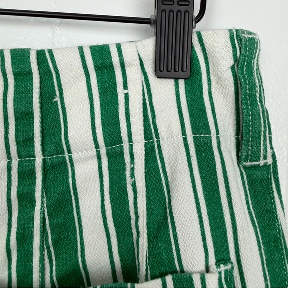Maeve Anthro The Colette Full Length Pants Green White Stripe Linen Blend 26P - Picture 8 of 10